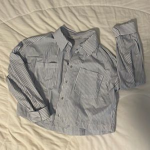 Zara cropped blue and white button down